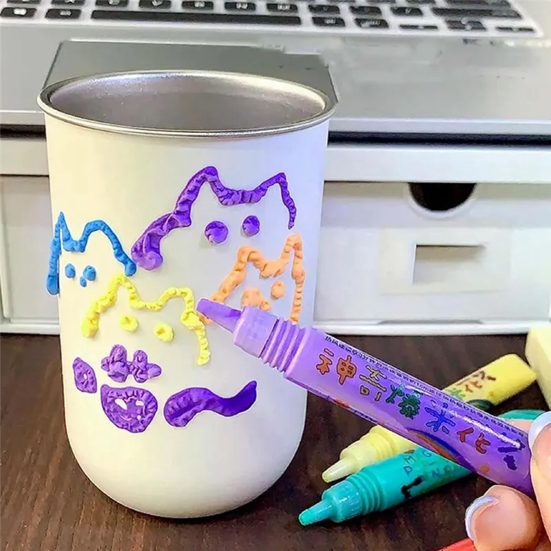 12PCS Magic Puffy Popcorn Pens – Multicolor DIY Bubble Drawing Set for Kids