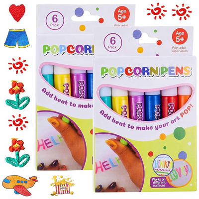 12PCS Magic Puffy Popcorn Pens โ Multicolor DIY Bubble Drawing Set for Kids