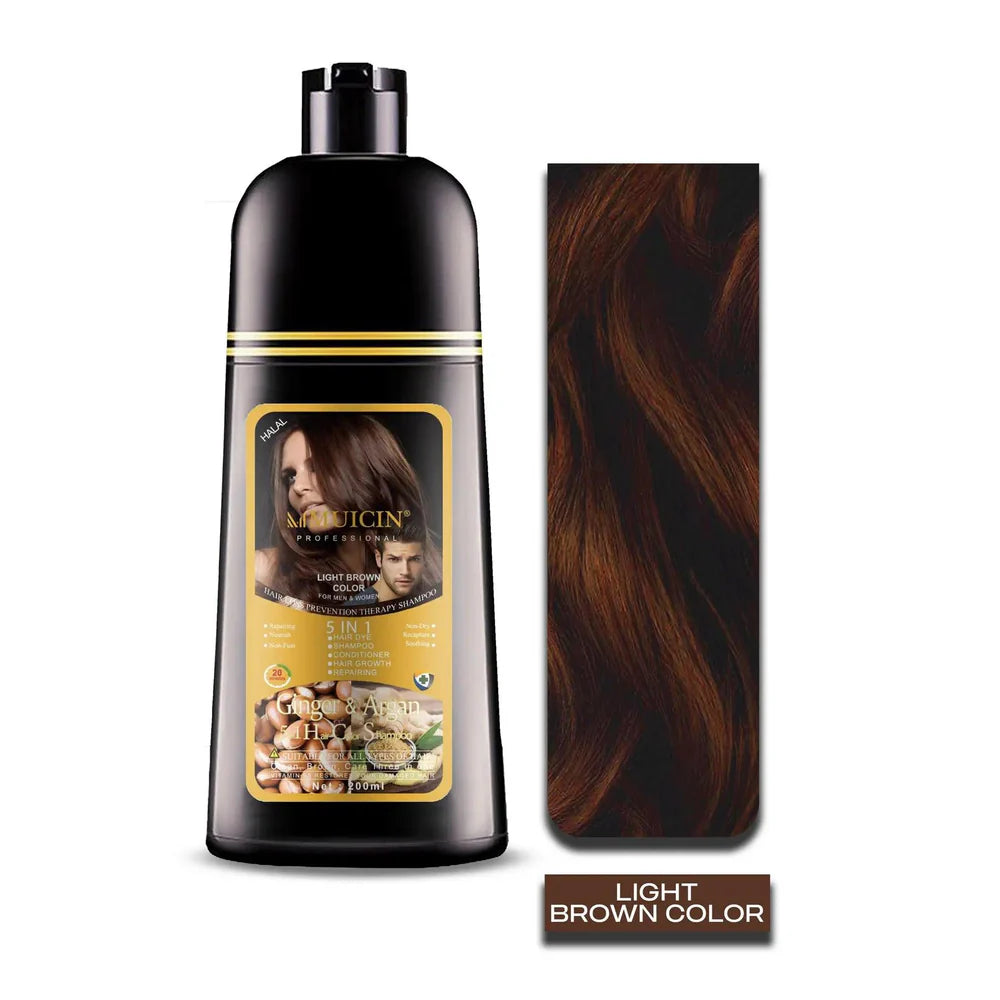 MegaMall™ | 5-in-1 Hair Coloring Shampoo Muicin – Deep Nourishment with Ginger & Argan Oil
