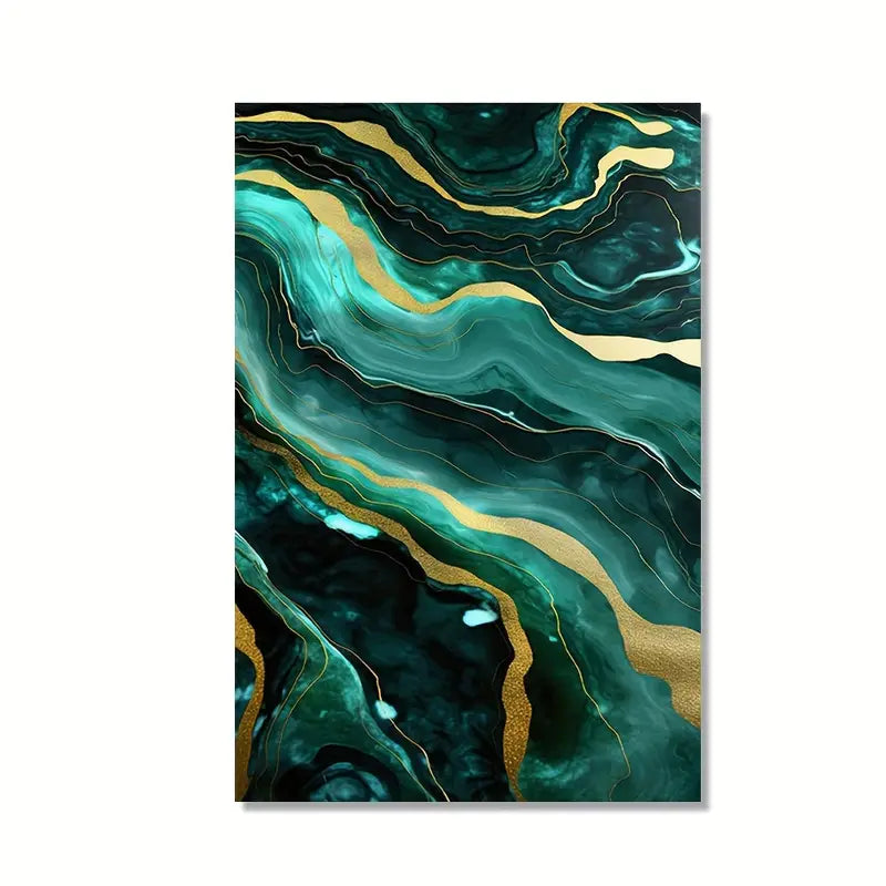 MegaMall™ | Dark Teal Marble Print with Gold Flecks – Photographic Texture