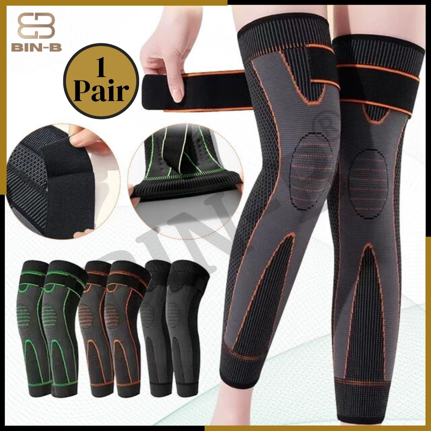 BIN-B Sports Knee Pads with Strap – Gym & Basketball Support