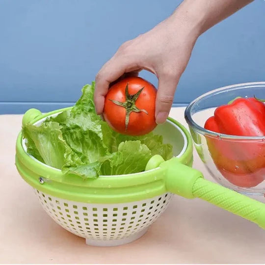 "Multipurpose Revolving Salad Spinner & Foldable Drain Basket"