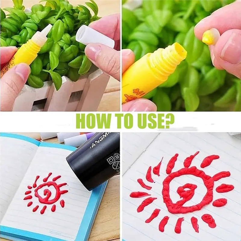 12PCS Magic Puffy Popcorn Pens – Multicolor DIY Bubble Drawing Set for Kids