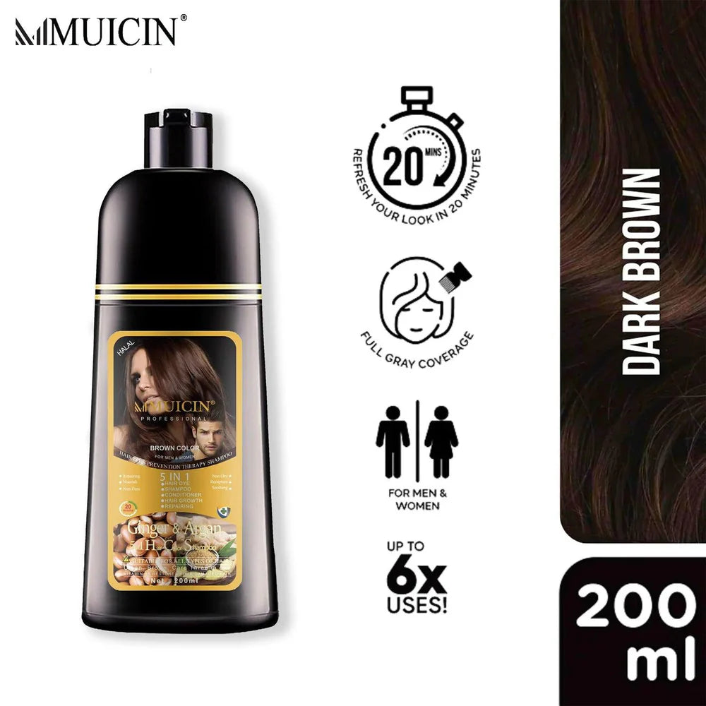 MegaMall™ | 5-in-1 Hair Coloring Shampoo Muicin – Deep Nourishment with Ginger & Argan Oil