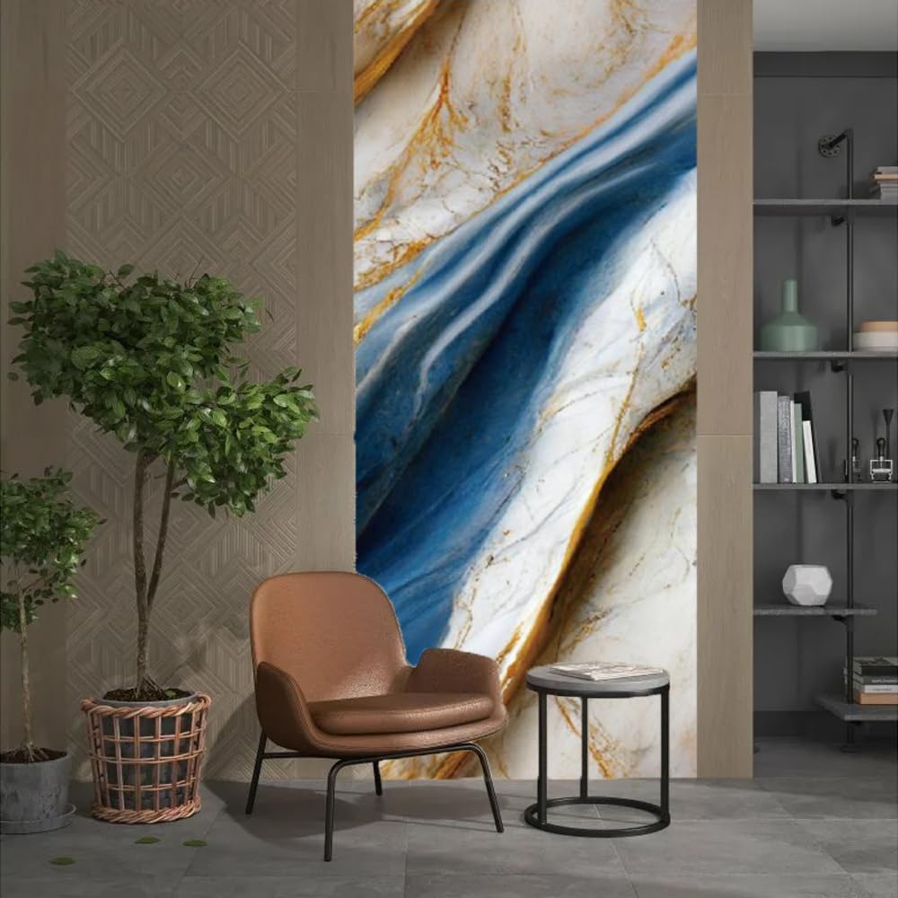 MegaMall™ | Dark Blue Gold Marble Vinyl – Oil-Proof Decorative Film
