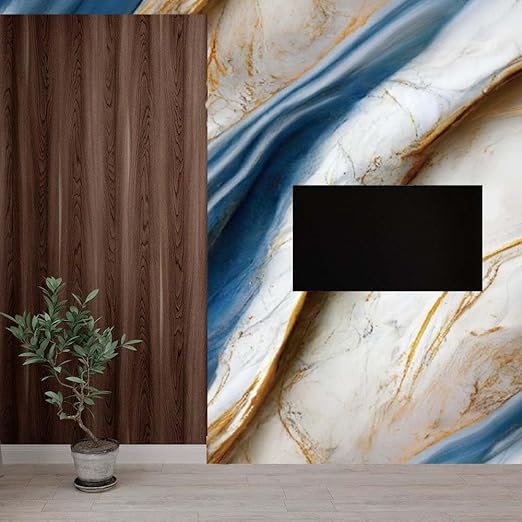 MegaMall™ | Dark Blue Gold Marble Vinyl – Oil-Proof Decorative Film