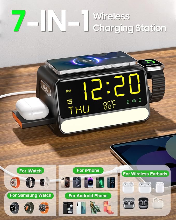 MegaMall™ | 7-in-1 Smart Charging Station – Voice-Controlled Multi-Device Charging Stand