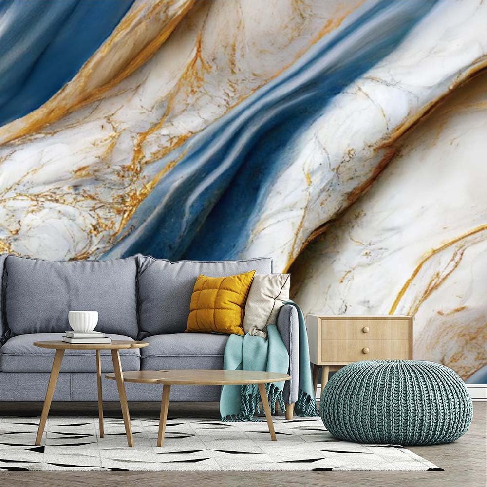 MegaMall™ | Dark Blue Gold Marble Vinyl – Oil-Proof Decorative Film