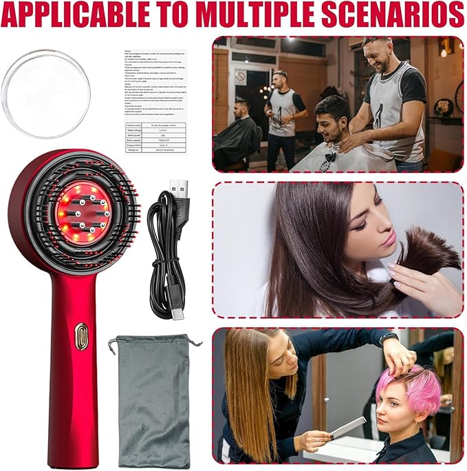 💆 MegaMall™ | Electric Scalp Massage Comb – 3 Modes Red Light Laser Hair Growth Comb