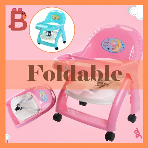 MegaMall™ | Foldable Baby Dining Chair with Wheels Hover
