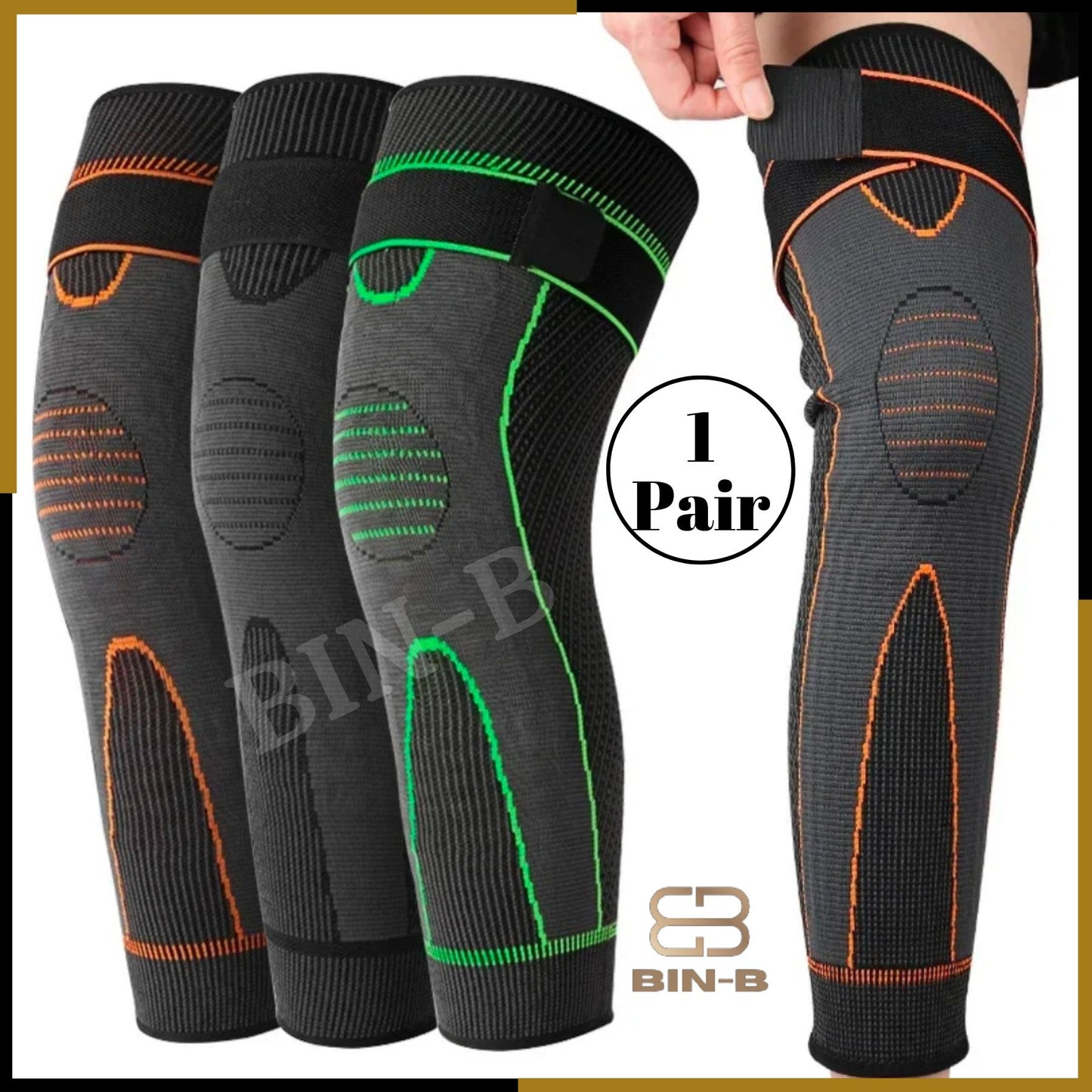 BIN-B Sports Knee Pads with Strap – Gym & Basketball Support