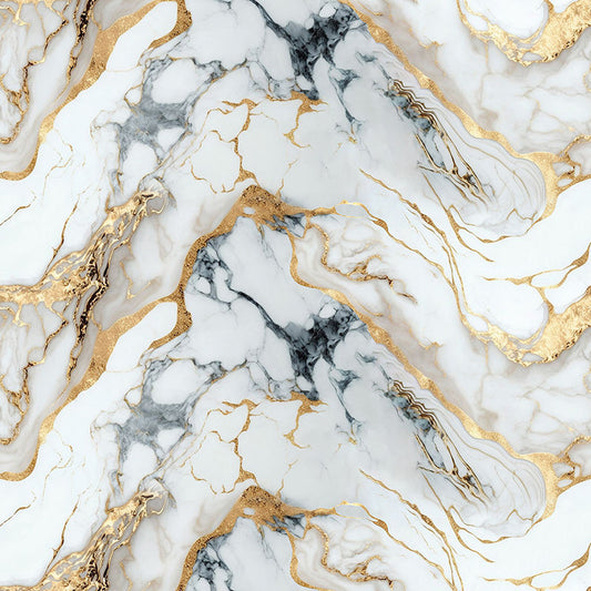 MegaMall™ | White & Gold Marble Tile Design Wall Stickers (2.5ft X 2.5ft, Set of 5, MS-58) – Self-Adhesive, Washable, UV-Coated