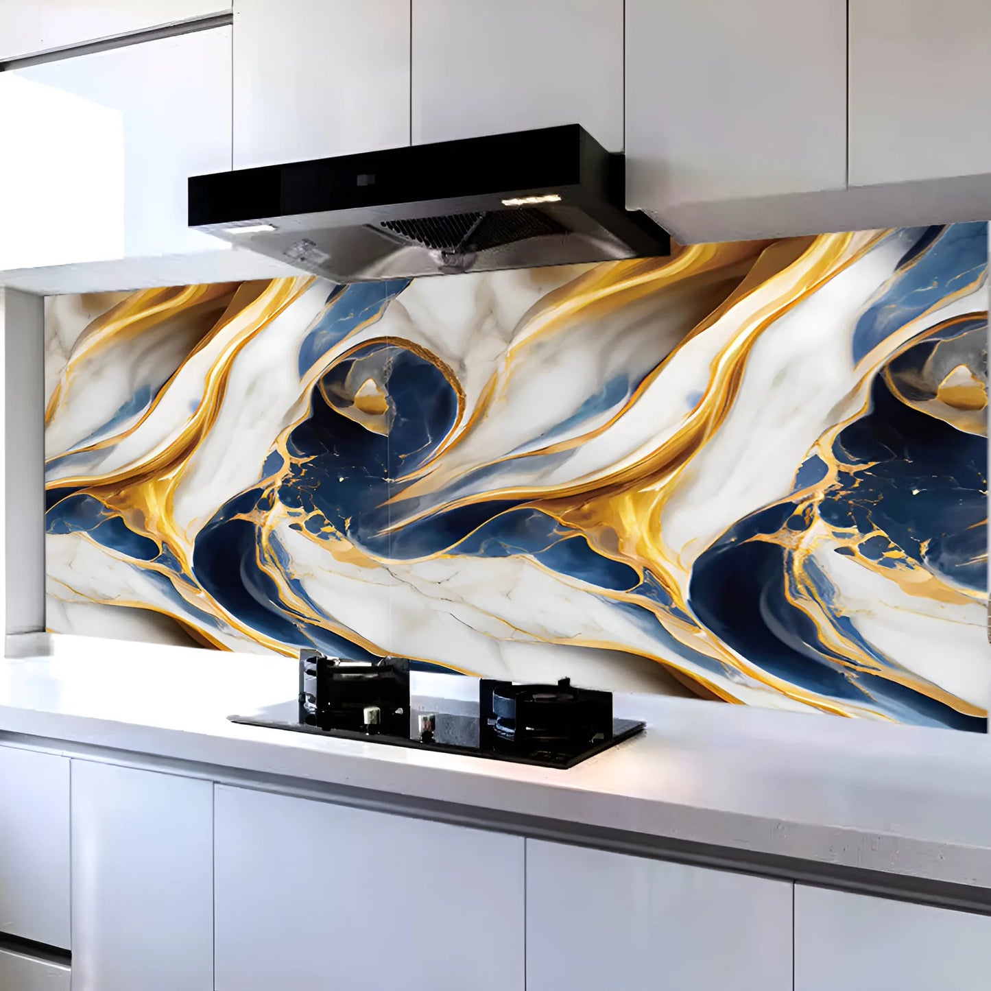 MegaMall™ | Navy Blue & Gold Marble Peel-and-Stick Wallpaper – Removable & Self-Adhesive