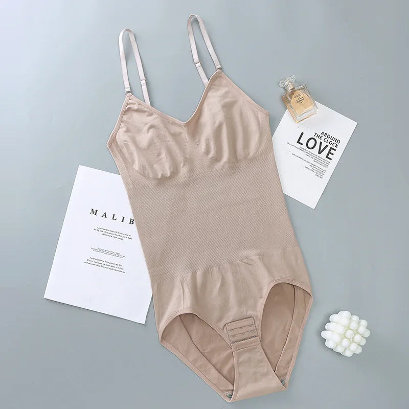 Classic Solid Color Shapewear Tight-fitting Suspension Hip Lift Tummy One-piece Set With Open Seam Waist Sculpting Briefs