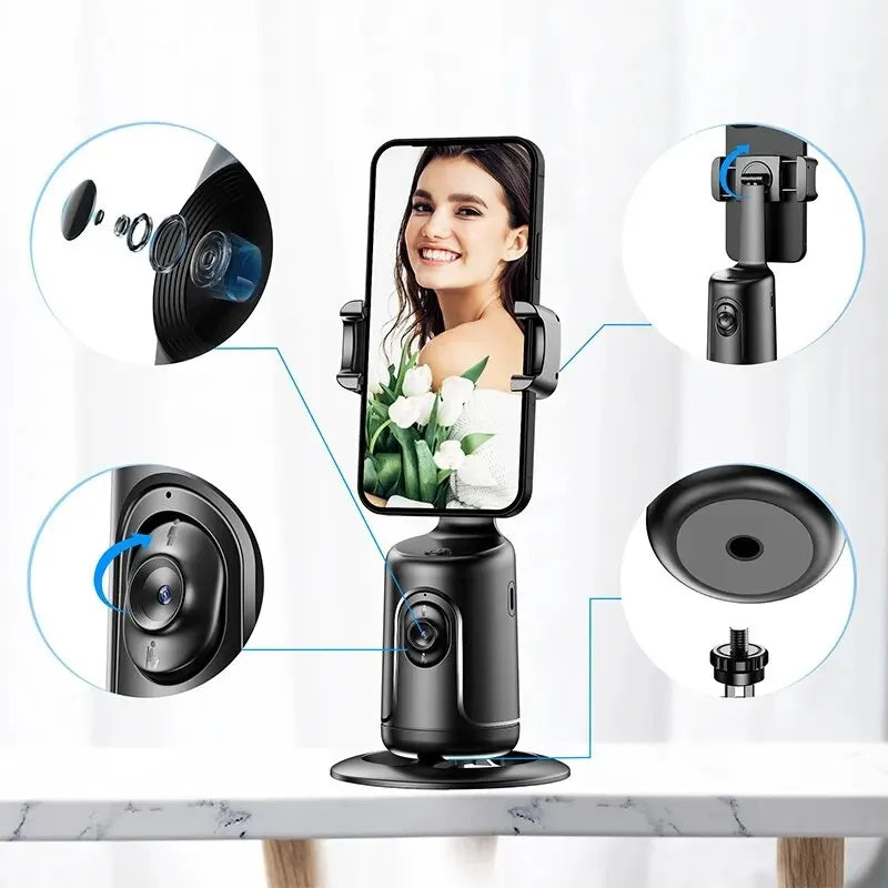 MegaMall™ | Auto Face Tracking Phone Holder – 360° Smart Selfie Stick