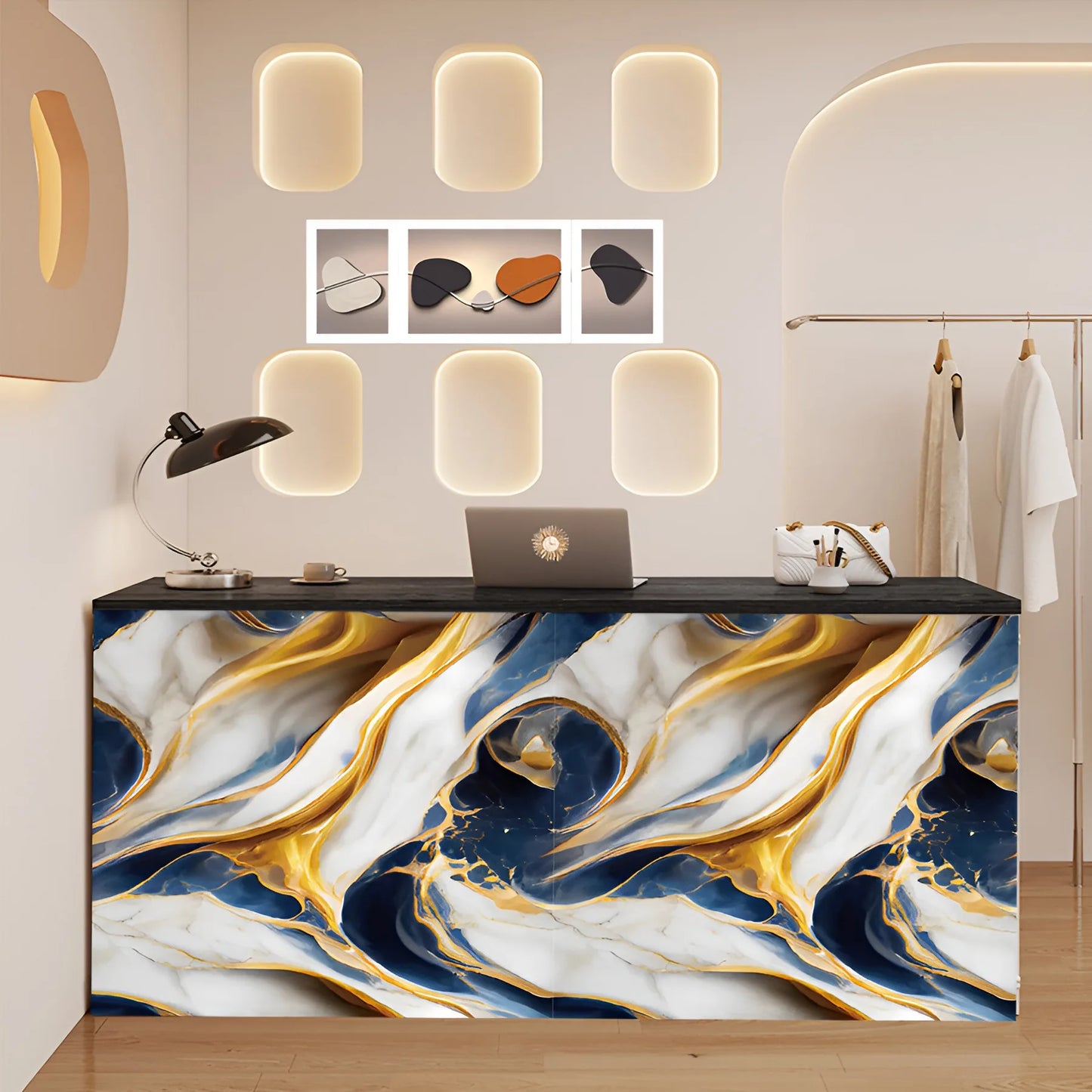 MegaMall™ | Navy Blue & Gold Marble Peel-and-Stick Wallpaper – Removable & Self-Adhesive