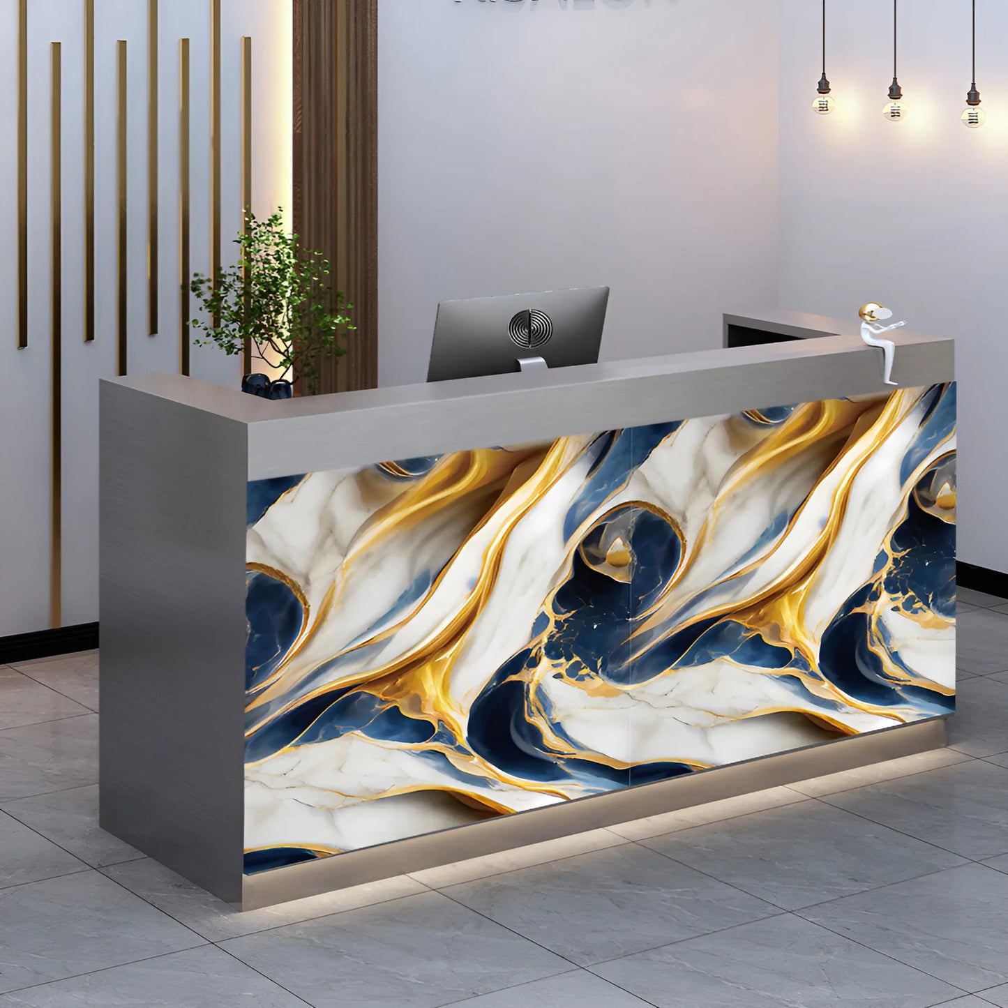 MegaMall™ | Navy Blue & Gold Marble Peel-and-Stick Wallpaper – Removable & Self-Adhesive
