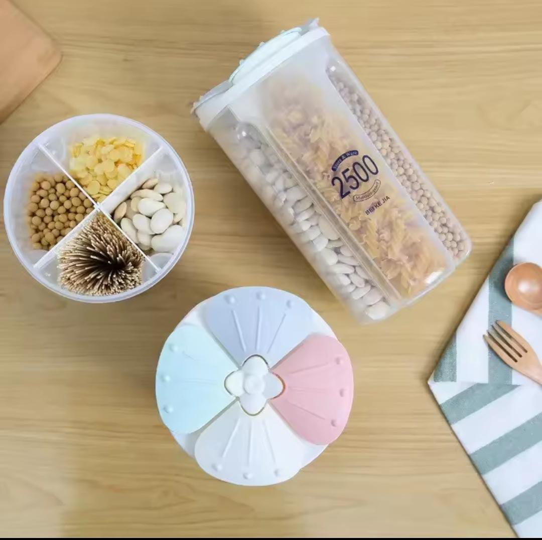 Four portion cereal food storage jar 3000ml  Food grade plastic material