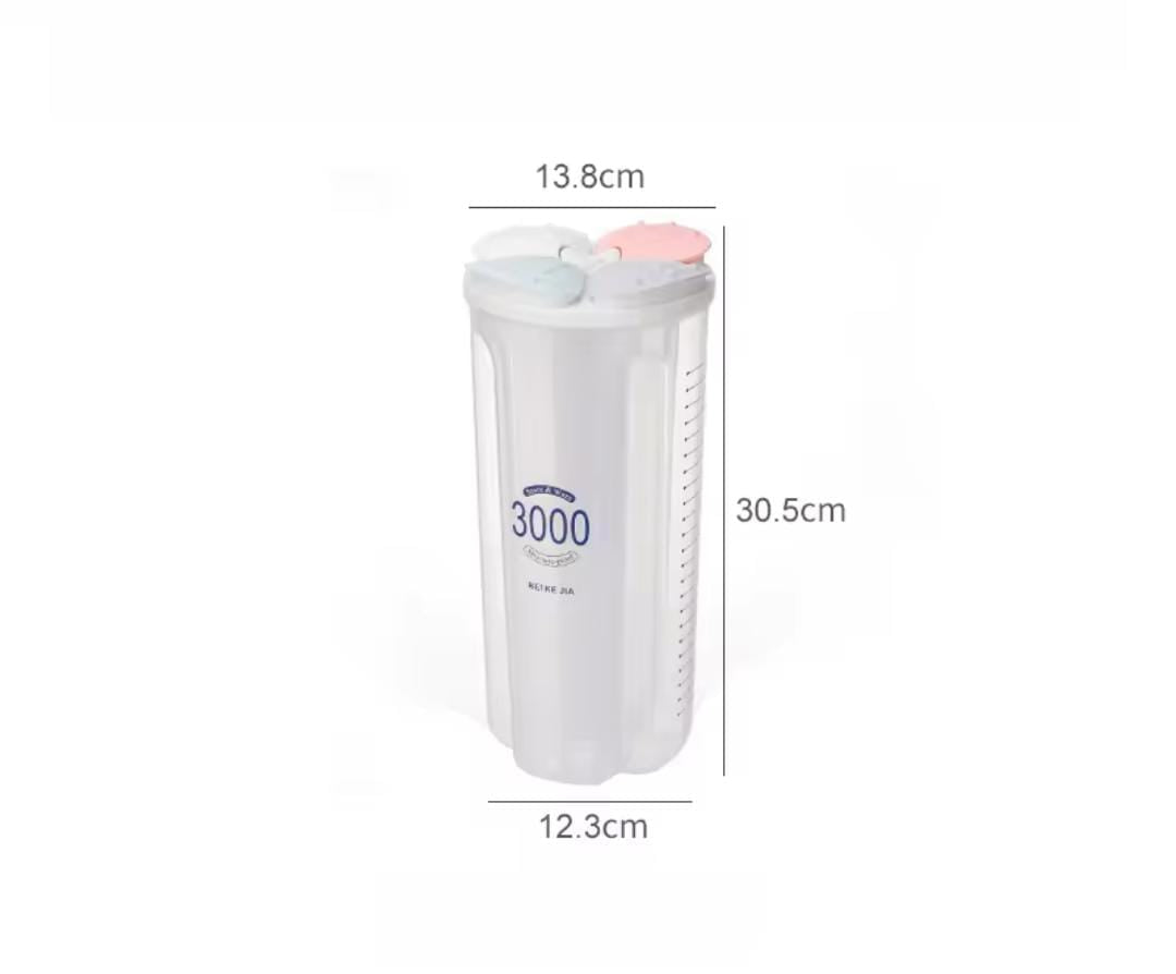 Four portion cereal food storage jar 3000ml  Food grade plastic material