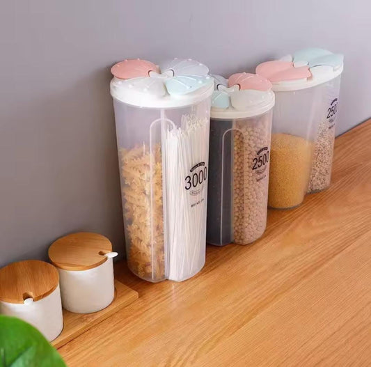 Four portion cereal food storage jar 3000ml  Food grade plastic material