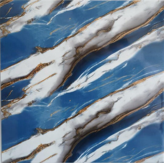 MegaMall™ | Golden Blue Waterproof UV Marble Wall Sticker – Self-Adhesive