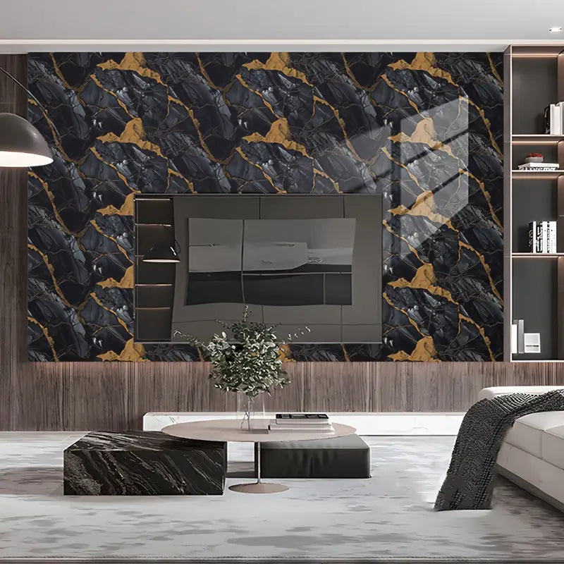 MegaMall™ | UV PVC Marble Wall Panel – Gilded Golden Line