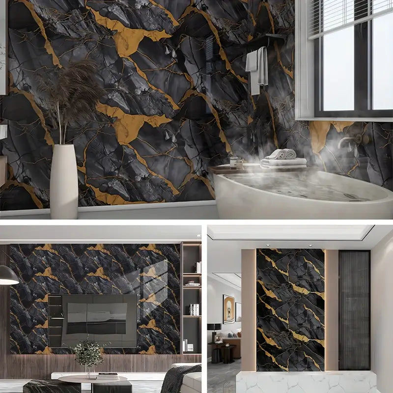 MegaMall™ | UV PVC Marble Wall Panel – Gilded Golden Line