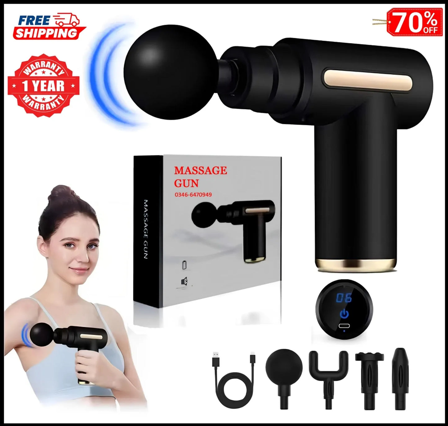 MegaMall™ | 5-in-1 Electric Deep Tissue Massage Gun