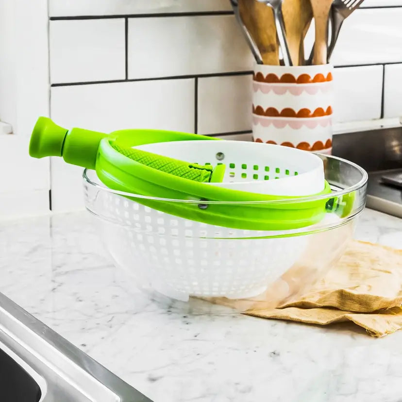 "Multipurpose Revolving Salad Spinner & Foldable Drain Basket"
