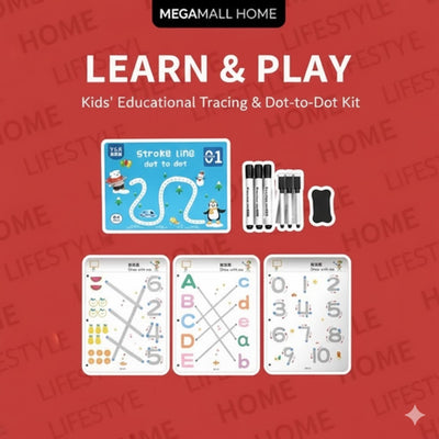 MegaMall™ | Reusable Kids Tracing Workbook – 64 Pages
