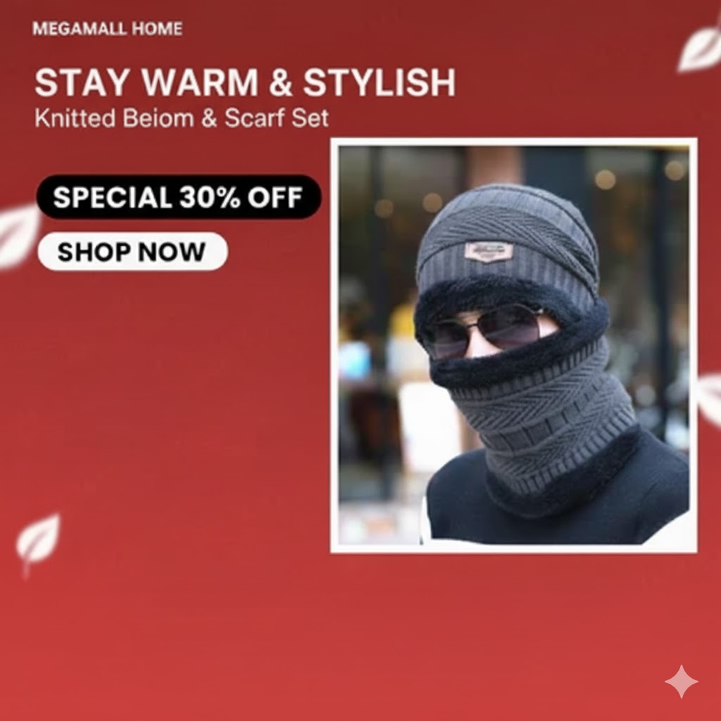 MegaMall™ | Winter Cap – Beanie Cap with Neck waemer – Unisex