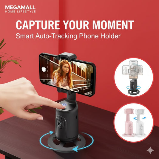 MegaMall™ | Auto Face Tracking Phone Holder – 360° Smart Selfie Stick