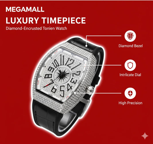 MegaMall™ | Franck Muller-Inspired Iced Diamond Watch